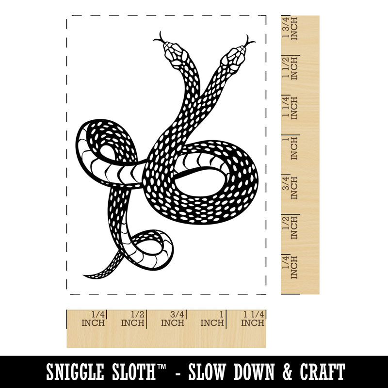 Two Headed Snake Serpent Rectangle Rubber Stamp for Stamping Crafting