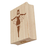 Bat Vampire Woman Goth Halloween Rectangle Rubber Stamp for Stamping Crafting