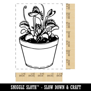 Venus Flytrap Carnivorous Potted Plant Rectangle Rubber Stamp for Stamping Crafting