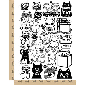 Adorable Kitty Cats Kittens Temporary Tattoo Water Resistant Fake Body Art Set Collection