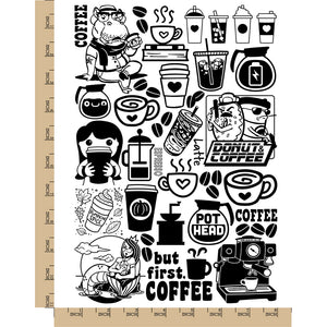 Coffee Love Temporary Tattoo Water Resistant Fake Body Art Set Collection