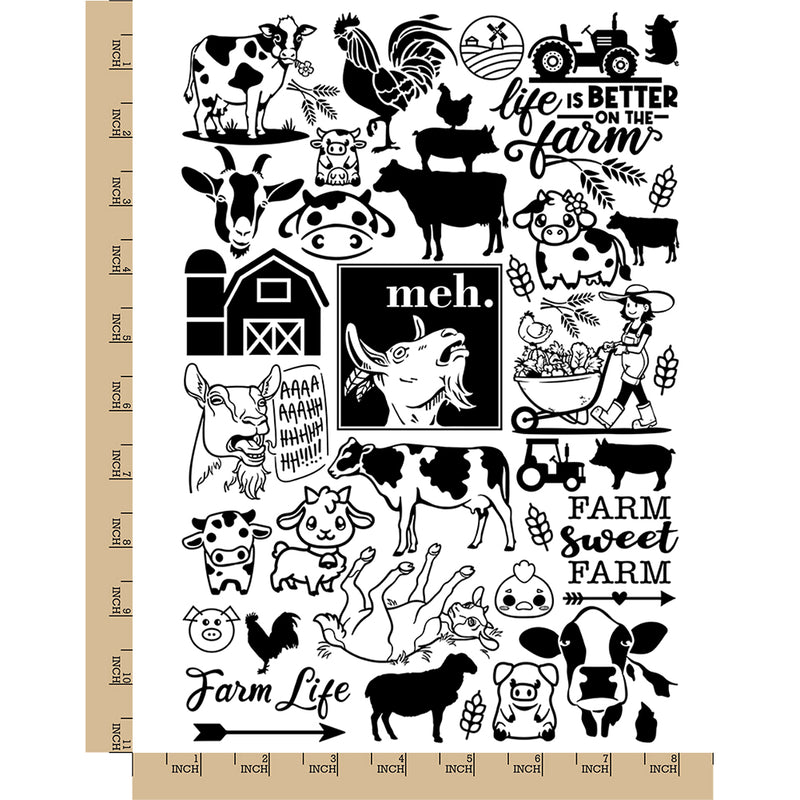 Farm Animals Cow Pig Goat Temporary Tattoo Water Resistant Fake Body Art Set Collection