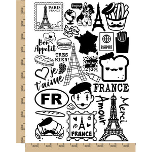 France French Eiffel Tower Vacation Temporary Tattoo Water Resistant Fake Body Art Set Collection