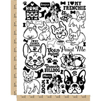 French Bulldog Frenchie Dog Breed Temporary Tattoo Water Resistant Fake Body Art Set Collection