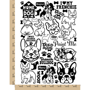 French Bulldog Frenchie Dog Breed Temporary Tattoo Water Resistant Fake Body Art Set Collection