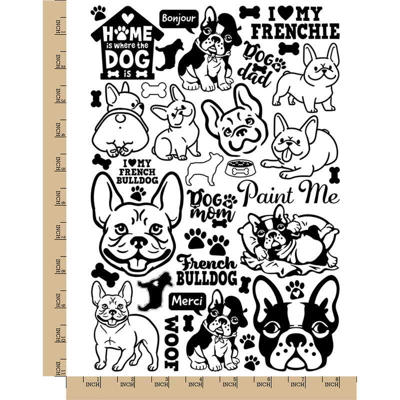 French Bulldog Frenchie Dog Breed Temporary Tattoo Water Resistant Fake Body Art Set Collection