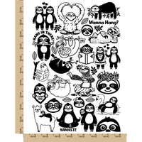 Hanging with Sloths Temporary Tattoo Water Resistant Fake Body Art Set Collection