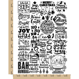 Merry Christmas Holiday Sayings Greetings Temporary Tattoo Water Resistant Fake Body Art Set Collection