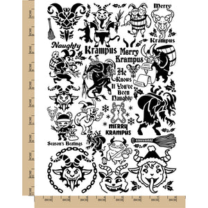 Merry Krampus Christmas Temporary Tattoo Water Resistant Fake Body Art Set Collection