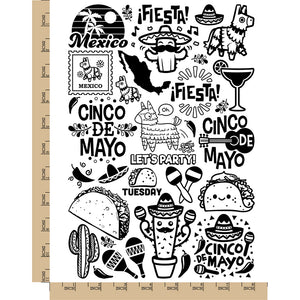 Mexico Fiestas Cinco De Mayo Tacos Temporary Tattoo Water Resistant Fake Body Art Set Collection