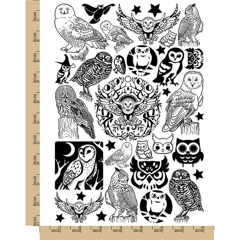 Owls Give a Hoot Temporary Tattoo Water Resistant Fake Body Art Set Collection