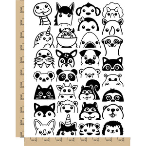 Peeking Animals Panda Squirrel Dinosaur Shark Temporary Tattoo Water Resistant Fake Body Art Set Collection