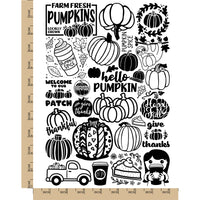 Pumpkins Spice Gourds Fall Autumn Halloween Temporary Tattoo Water Resistant Fake Body Art Set Collection