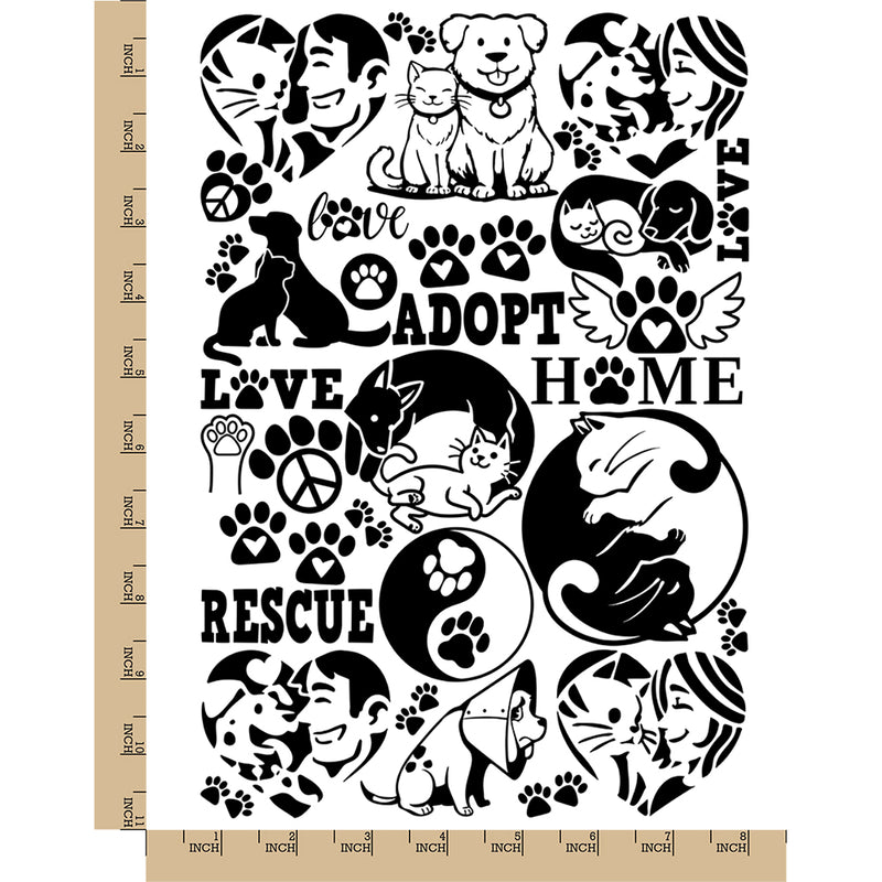 Rescue Adopt Shelter Cat Dog Temporary Tattoo Water Resistant Fake Body Art Set Collection