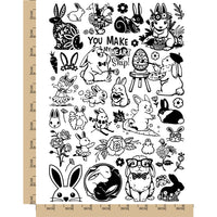 Bunny Rabbit Spring Easter Flowers Temporary Tattoo Water Resistant Fake Body Art Set Collection