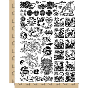 Chinese Culture Dragons Zodiac Temporary Tattoo Water Resistant Fake Body Art Set Collection