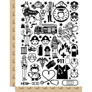 Emergency Personnel Police Firefighter Medical Temporary Tattoo Water Resistant Fake Body Art Set Collection