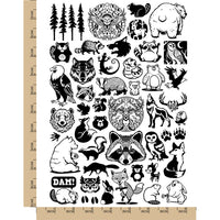 Forest Creatures Animals Birds Temporary Tattoo Water Resistant Fake Body Art Set Collection