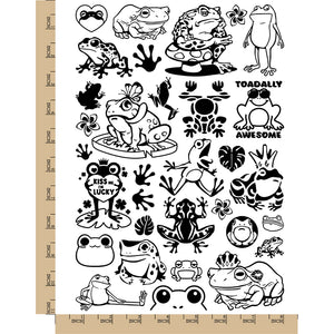 Frogs Toads Amphibians Temporary Tattoo Water Resistant Fake Body Art Set Collection