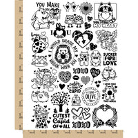 Love Puns Hearts Animals Valentine's Day Temporary Tattoo Water Resistant Fake Body Art Set Collection
