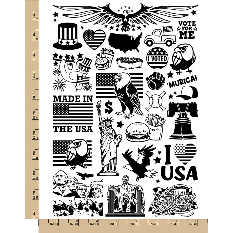 Patriotic United States USA 4th of July Independence Day Temporary Tattoo Water Resistant Fake Body Art Set Collection