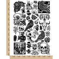 Ravens Plague Doctor Skulls Halloween Temporary Tattoo Water Resistant Fake Body Art Set Collection