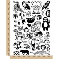 Tropical Rainforest Animals Temporary Tattoo Water Resistant Fake Body Art Set Collection