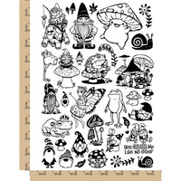 Whimsical Gnomes Mushrooms Frogs Fantasy Temporary Tattoo Water Resistant Fake Body Art Set Collection