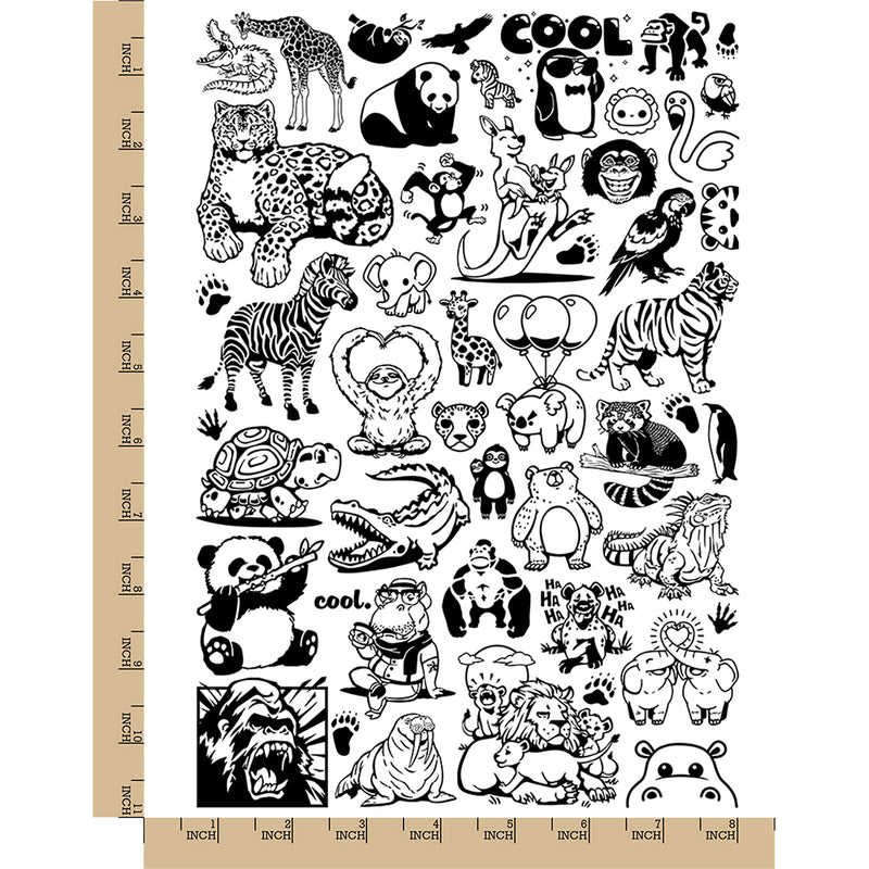 Zoo Animal Wildlife Favorites Temporary Tattoo Water Resistant Fake Body Art Set Collection