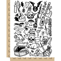 Dark Dirty Goblin Dungeon Fantasy Temporary Tattoo Water Resistant Fake Body Art Set Collection