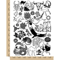 Desert Cactus Animals Southwestern Temporary Tattoo Water Resistant Fake Body Art Set Collection