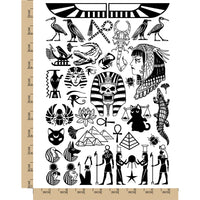 Egypt Egyptian Hieroglyphs Pyramids Pharaoh Temporary Tattoo Water Resistant Fake Body Art Set Collection