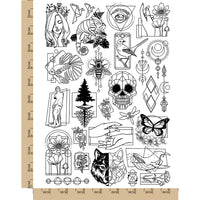 Geometric Shapes Flowers Animals Temporary Tattoo Water Resistant Fake Body Art Set Collection