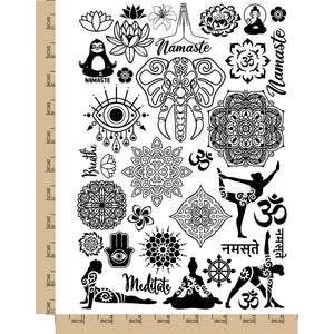 Mandala Spiritual Yoga Flowers Temporary Tattoo Water Resistant Fake Body Art Set Collection