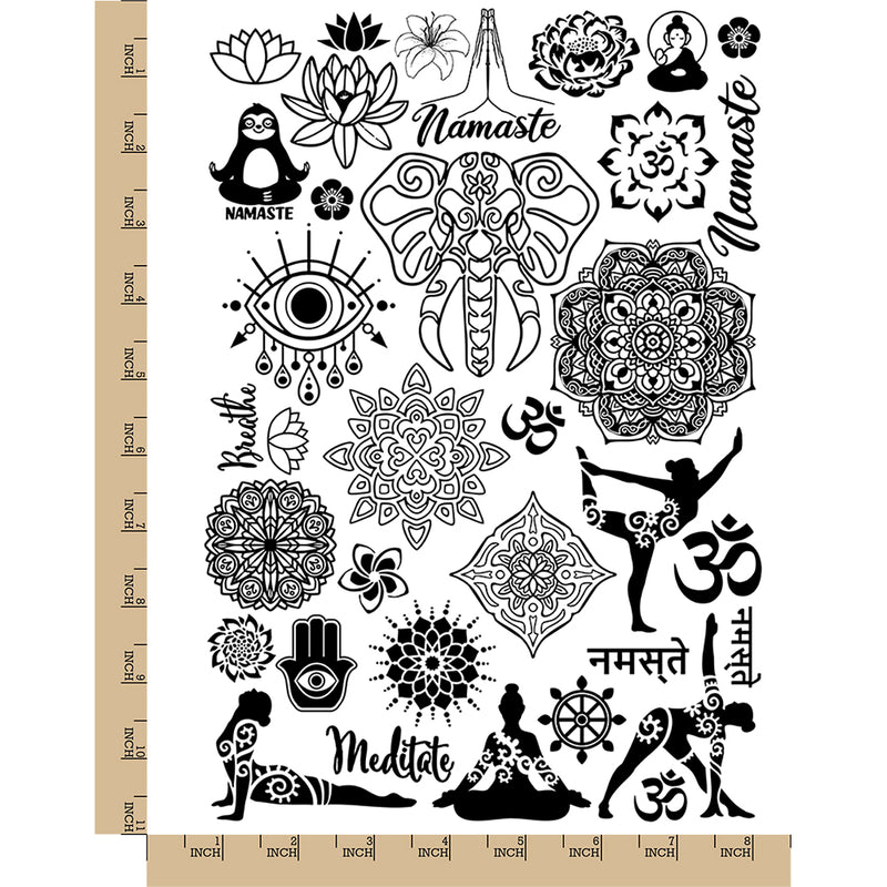 Mandala Spiritual Yoga Flowers Temporary Tattoo Water Resistant Fake Body Art Set Collection