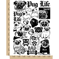 Pug Life Gangster Dog Temporary Tattoo Water Resistant Fake Body Art Set Collection