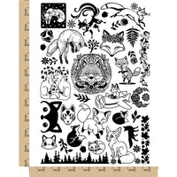 Sly Forest Foxes and Leaves Temporary Tattoo Water Resistant Fake Body Art Set Collection