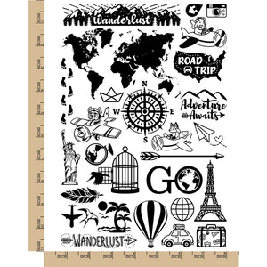 Traveling Exploring Vacation Flying Temporary Tattoo Water Resistant Fake Body Art Set Collection