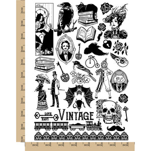 Vintage Victorian Gothic Aesthetic Halloween Temporary Tattoo Water Resistant Fake Body Art Set Collection
