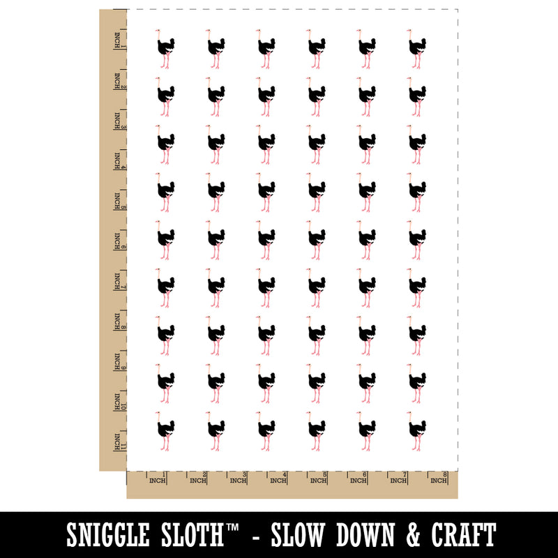 Ostrich Bird Solid Temporary Tattoo Water Resistant Fake Body Art Set Collection (1 Sheet)