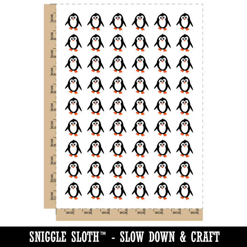 Peaky Penguin Doodle Temporary Tattoo Water Resistant Fake Body Art Set Collection (1 Sheet)