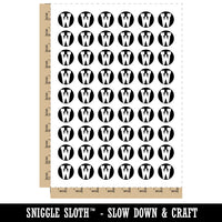 Letter W Uppercase Fun Bold Font Temporary Tattoo Water Resistant Fake Body Art Set Collection (1 Sheet)