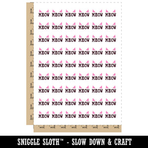 Meow Cat Fun Text Temporary Tattoo Water Resistant Fake Body Art Set Collection (1 Sheet)