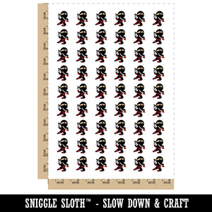 Cute Fighting Ninja Temporary Tattoo Water Resistant Fake Body Art Set Collection (1 Sheet)