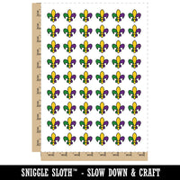 Fleur De Lis French Mardi Gras Elegant Temporary Tattoo Water Resistant Fake Body Art Set Collection (1 Sheet)