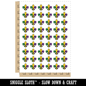 Fleur De Lis French Mardi Gras Elegant Temporary Tattoo Water Resistant Fake Body Art Set Collection (1 Sheet)