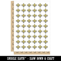 Fleur De Lis French Mardi Gras Outline Temporary Tattoo Water Resistant Fake Body Art Set Collection (1 Sheet)