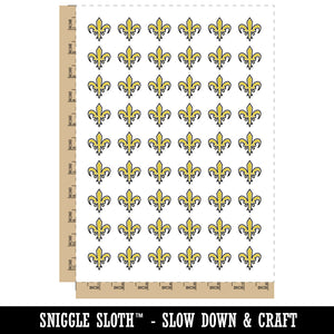 Fleur De Lis French Mardi Gras Outline Temporary Tattoo Water Resistant Fake Body Art Set Collection (1 Sheet)