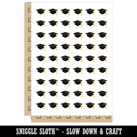 Graduation Cap Solid Temporary Tattoo Water Resistant Fake Body Art Set Collection (1 Sheet)