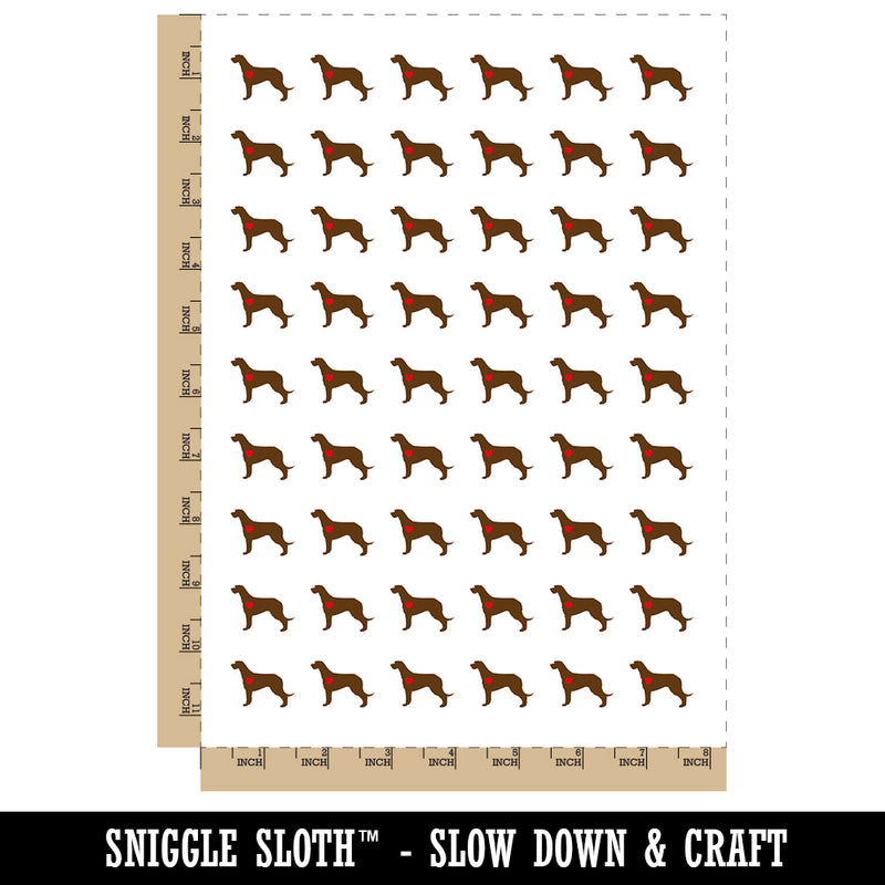 Irish Wolfhound Dog with Heart Temporary Tattoo Water Resistant Fake Body Art Set Collection (1 Sheet)